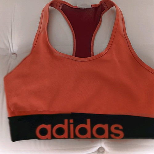 Adidas sports bra used, orange, size M