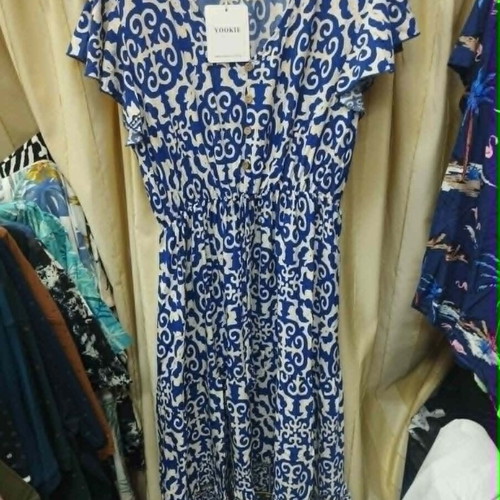 Yookie Blue Women's Dress 100% Cotton New, Sizes M/L to XL/XXL