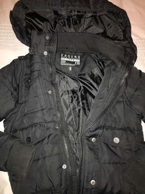 EBND Denim kids puffer jacket with hood used, black, size 140