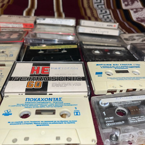 Collection of 32 used cassette tapes Greek laiko, children's stories, TDK/Agfa