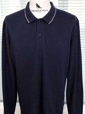 Gant Mens Navy Blue Long Sleeve Polo Shirt Size L used