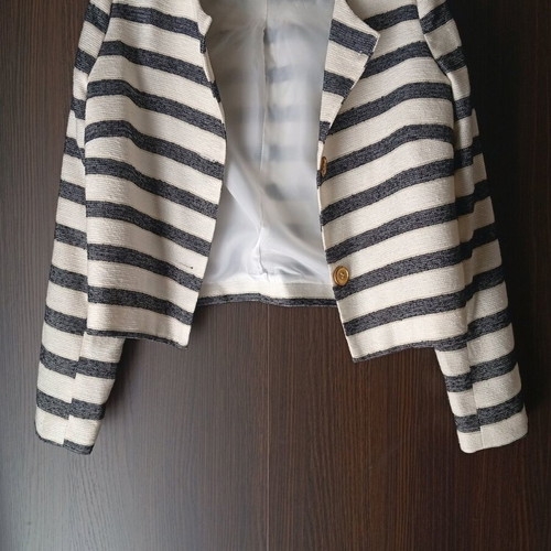 Women's striped jacket new, size M, white and blue