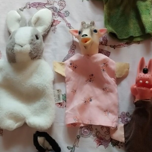 Puppets for puppet theater used, set