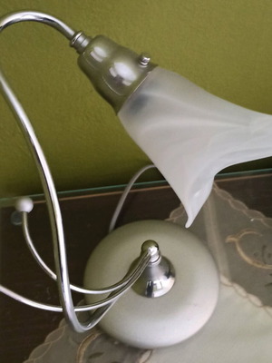 Σετ 2 λαμπατέρ κρεβατοκάμαρας καινούργια με ασημί βάση και γυαλί