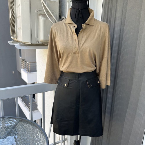 Zara leather skirt, black and orange, size S