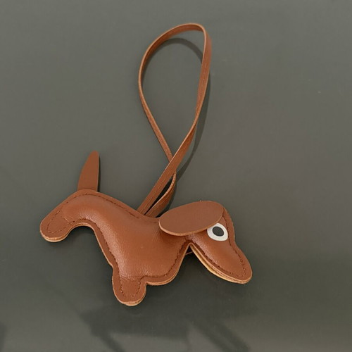 Leather dog keychain pendant