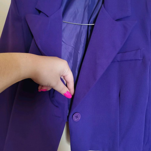 Blazer with shoulder pads short purple like new