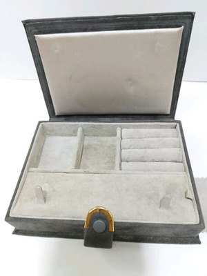 Velvet Organizer Jewelry Box gray used 17x13cm