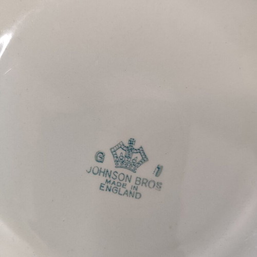 Vintage Johnson Bros Green Cloud plates used, set of two