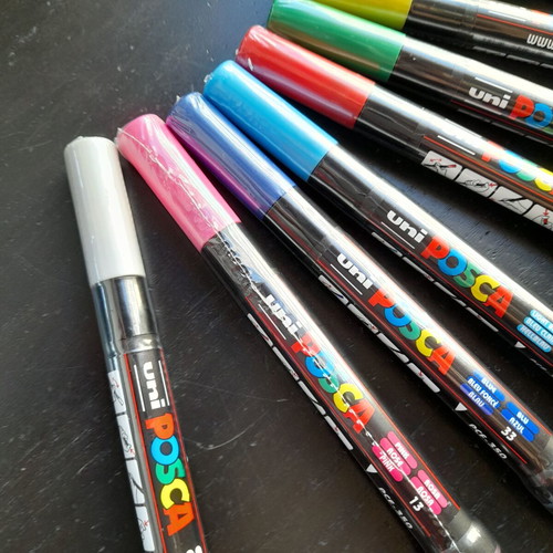 Posca markers with brush tip, new set of 10 pieces