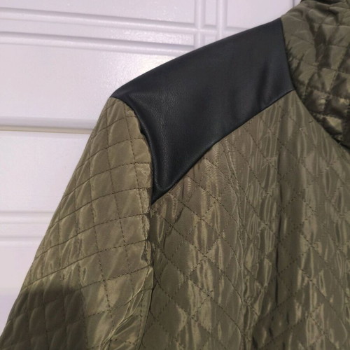 Plus Size Jacket new NoS khaki with black quilted and leather details