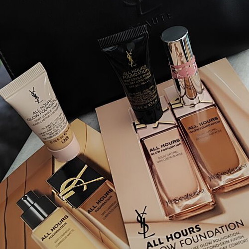 Yves Saint Laurent new makeup set with leather pouch and foundation samples