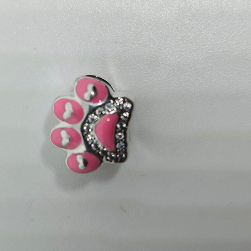 Silver Charm S925 Dog Paw with Pink Enamel and Zirconia like new