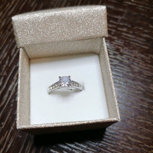 Steel solitaire ring new, silver color, size 7