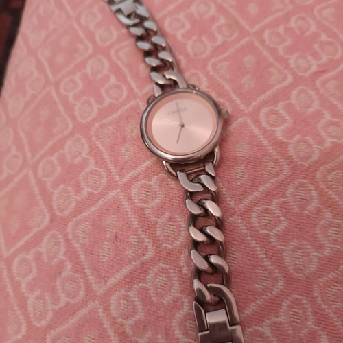 Oxette stainless steel watch like new, pink dial, 19cm