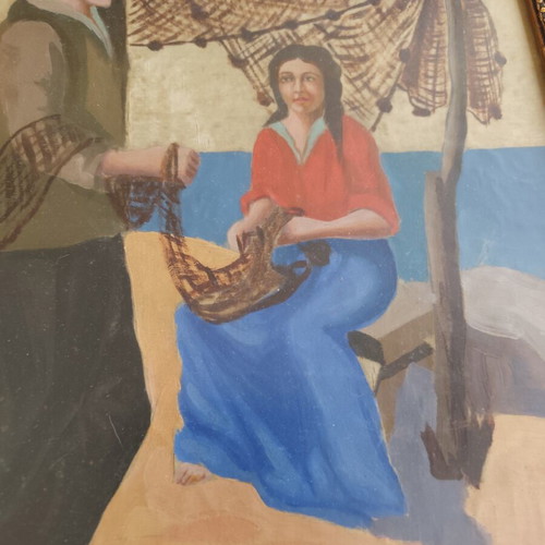 Silk paintings used, set of 2, sizes 42x48 and 49x55 cm