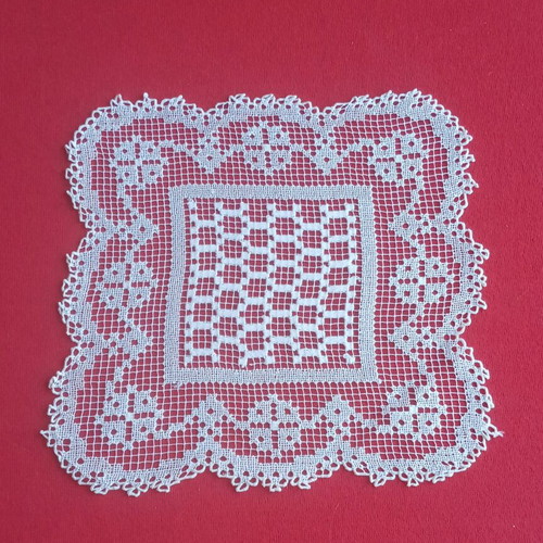 Two small filet lace vintage 50's doilies handmade from Tinos