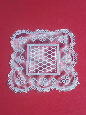 Two small filet lace vintage 50's doilies handmade from Tinos