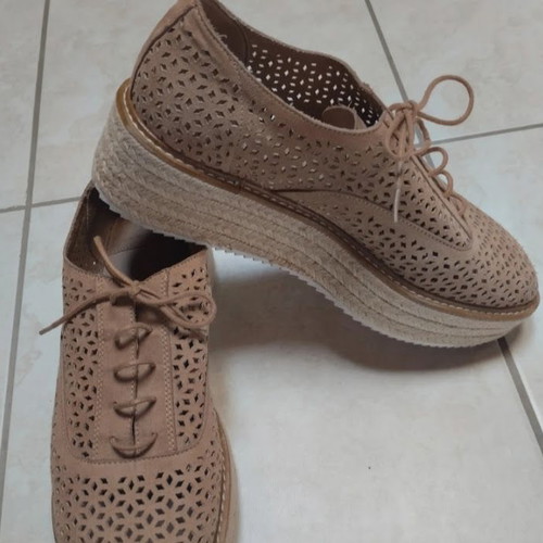 Oxfords platforms genuine leather shoes size 37 beige