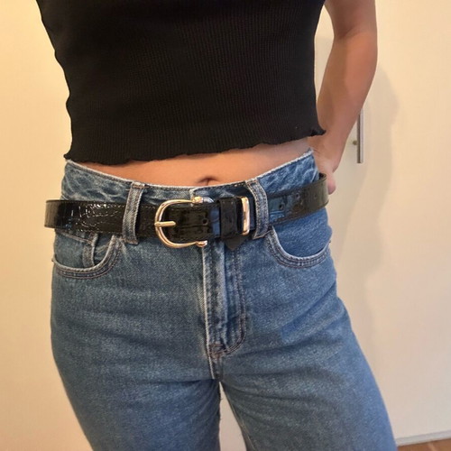 Crocodile patent leather belt new, adjustable, black Primark