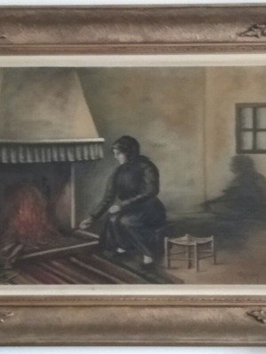 Oil painting by G. Sgouros 1960 like new with frame