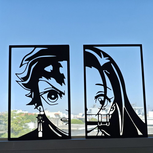 3D Printed Tanjiro & Nezuko Portrait Demon Slayer new