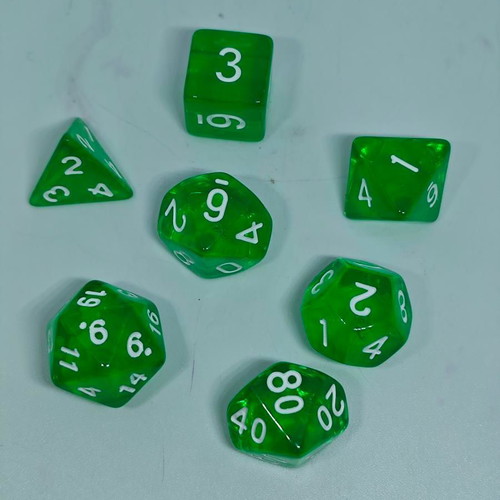Set of 7 transparent dice for RPG and board games like new