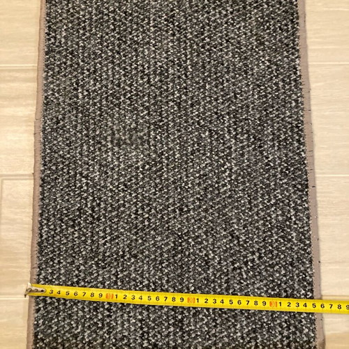 Set of 2 white curtains with gold thread squares and gray rug used