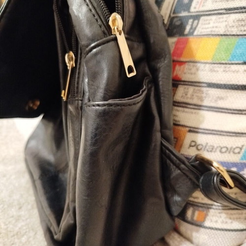 Backpack bag used, black faux leather