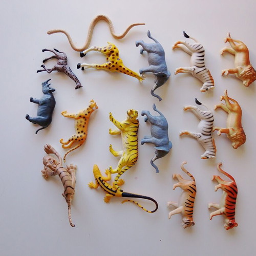 Set of 16 Children's Savanna Animal and Reptile Figures