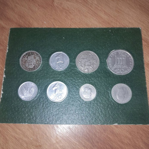 Coins used in old Greek coins card