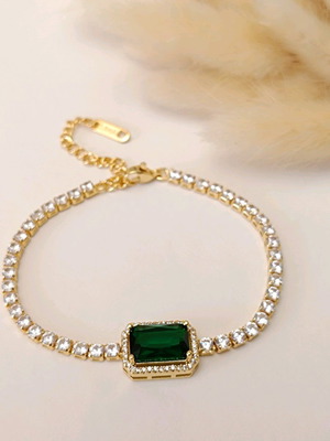 Riviera bracelet new, 925 plated, green and gold