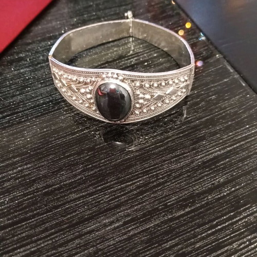 Silver 950 Byzantine Style Bracelet with Hematite Stone like new