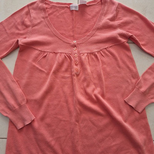 La Redoute Collections long-sleeve coral cotton sweater, XS