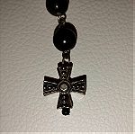  Αυθεντικό Ιερατικό Ροζάριο του 1987 από το Βατικανό , με μαύρες Φυσικές πέτρες και Ισοσκελή Σταυρό.