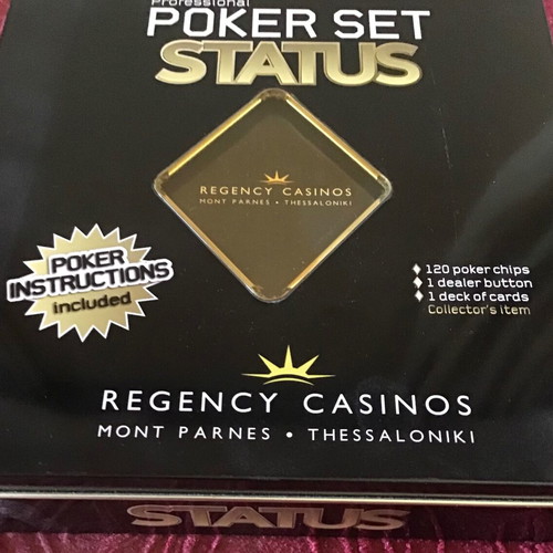 Poker set new condition in metal box with chips and cards