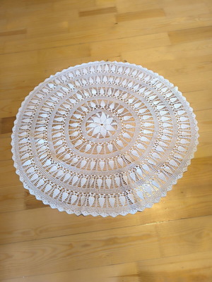 Vintage round handmade crochet tablecloth diameter 68 cm new