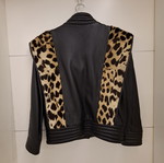 Luxury vintage leather jacket with leopard details like new