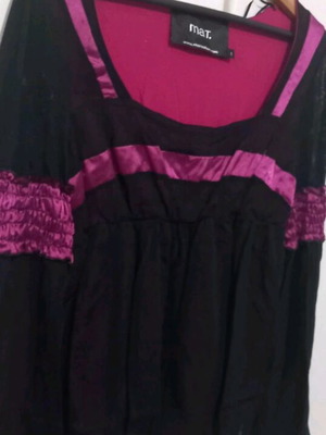 Mat Fashion blouse new, black with purple satin and mesh, size XXL