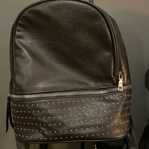 Backpack black with studs and leather effect like new