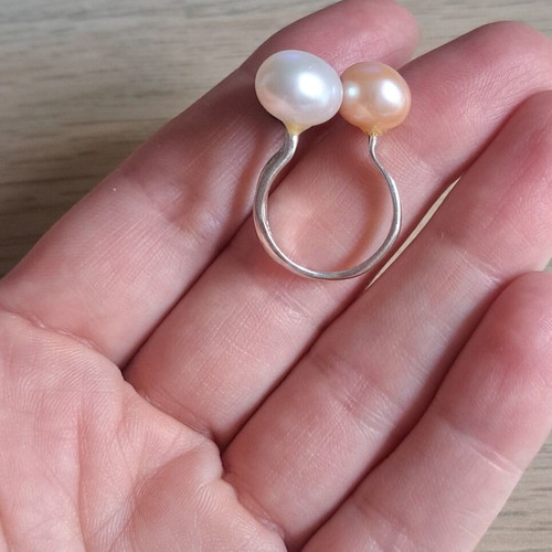 Apriati Ring No.54 Silver 925 with 3 Natural Pearls, like new