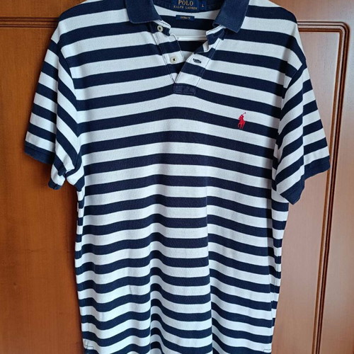 Polo Ralph Lauren shirt used, size Large, white and blue