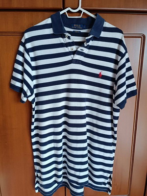 Polo Ralph Lauren shirt used, size Large, white and blue