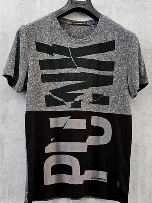 Edward Jeans Punk T-shirt μέγεθος M σαν καινούργιο, colorblock γκρι και μαύρο