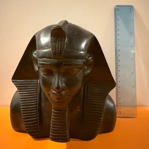 Egyptian Pharaoh bust used, black stone
