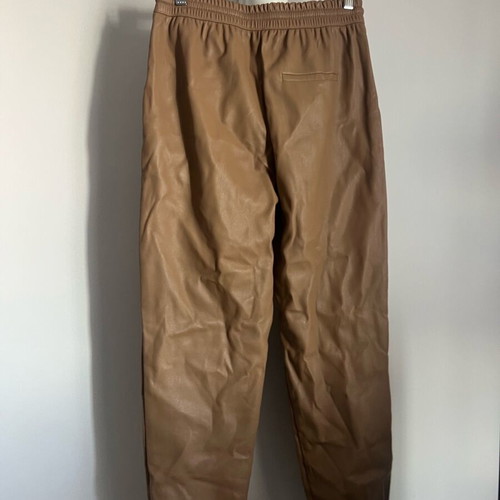 Leather pants tan new, size XS/S with elastic and drawstring