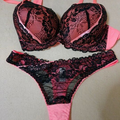 Women's lingerie set black-pink with lace new
