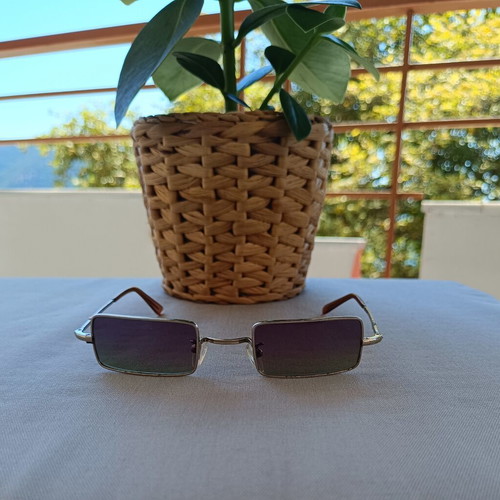 Vintage Y2K ONYX Street sunglasses metal rectangle purple green heart detail like new