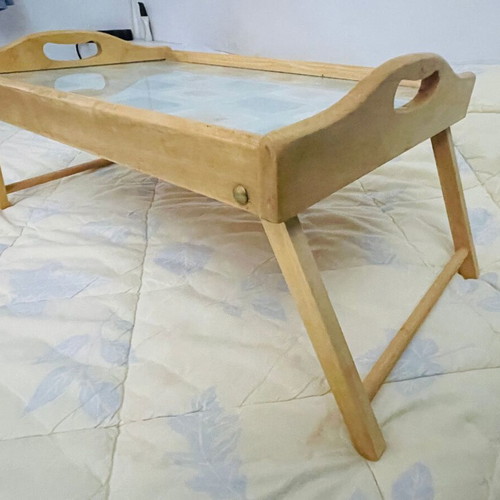 Wooden bed tray with folding legs like new