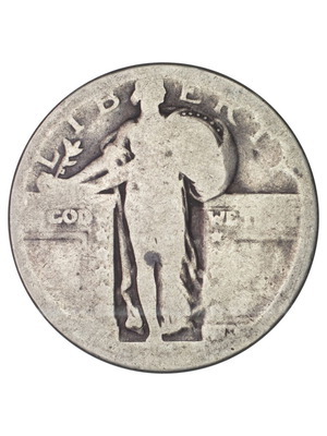 Standing Liberty Quarter coin used, silver 1917-1930